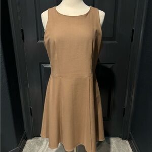 DREW Tan A-Line Mini Dress Scoop Neck Sleeveless